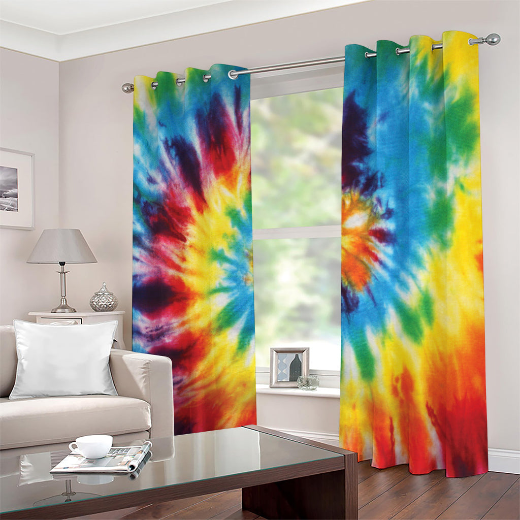 Colorful Tie Dye Print Extra Wide Grommet Curtains