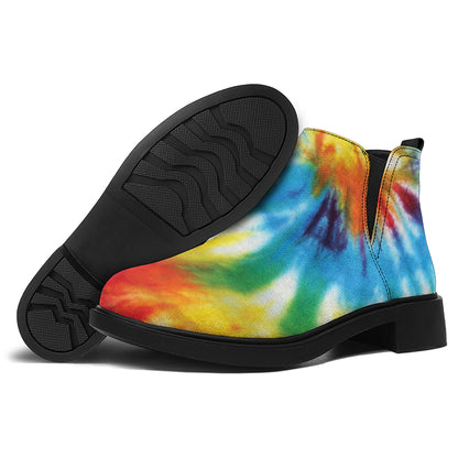 Colorful Tie Dye Print Flat Ankle Boots