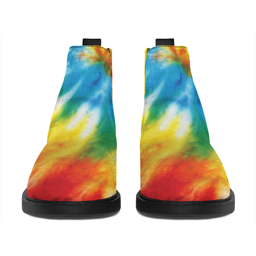 Colorful Tie Dye Print Flat Ankle Boots
