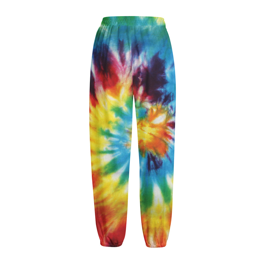 Colorful Tie Dye Print Fleece Lined Knit Pants