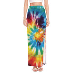 Colorful Tie Dye Print High Slit Maxi Skirt