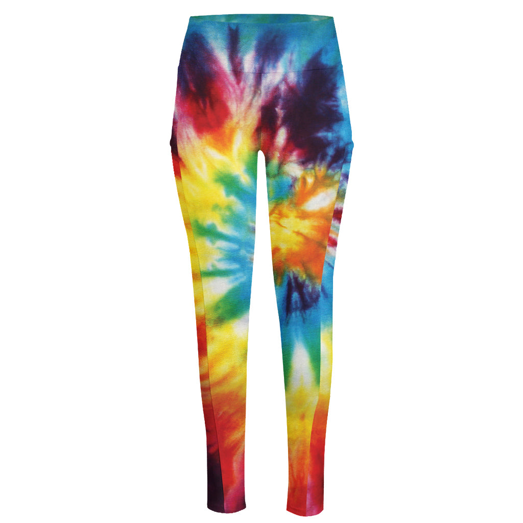 Colorful Tie Dye Print High-Waisted Pocket Leggings