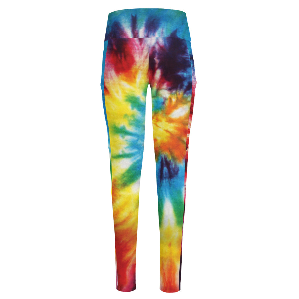 Colorful Tie Dye Print High-Waisted Pocket Leggings