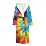 Colorful Tie Dye Print Hooded Bathrobe