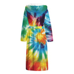 Colorful Tie Dye Print Hooded Bathrobe
