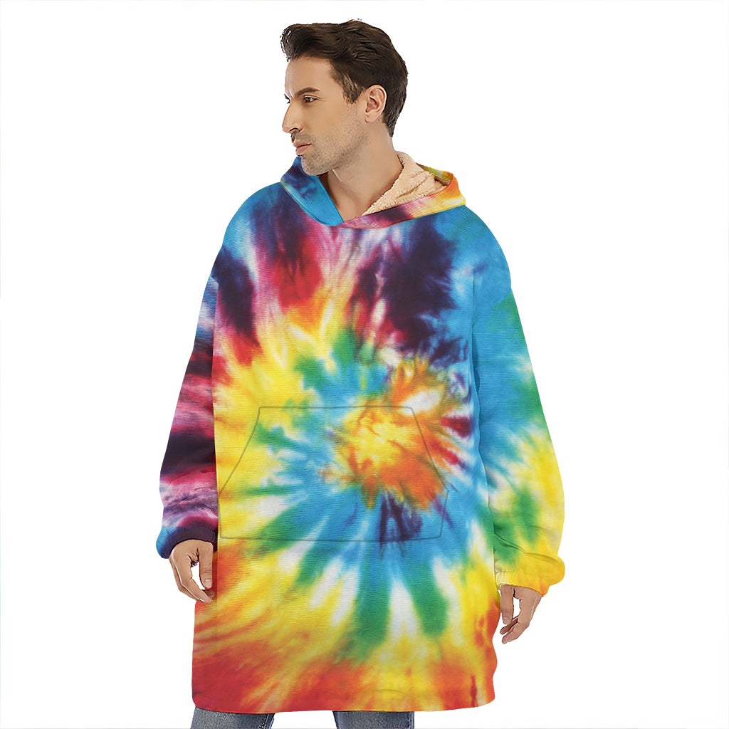Colorful Tie Dye Print Hoodie Blanket