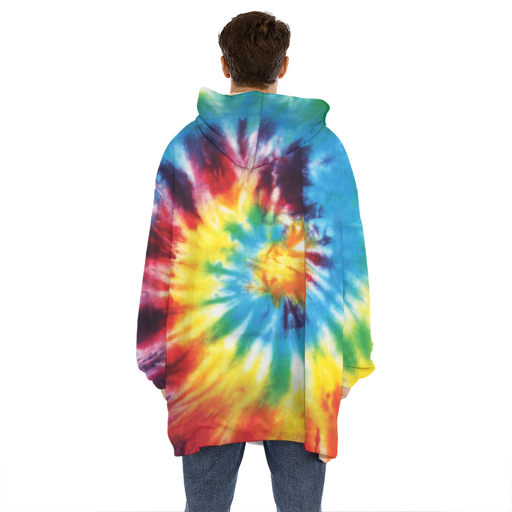 Colorful Tie Dye Print Hoodie Blanket