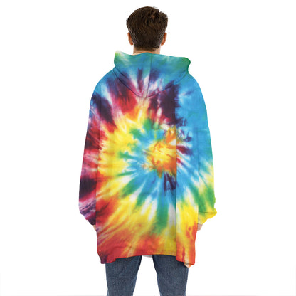 Colorful Tie Dye Print Hoodie Blanket