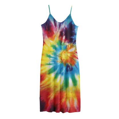 Colorful Tie Dye Print Jersey Midi Cami Dress