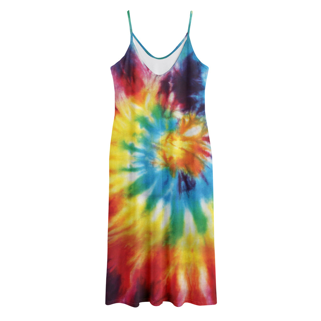 Colorful Tie Dye Print Jersey Midi Cami Dress