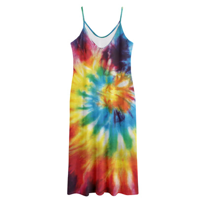 Colorful Tie Dye Print Jersey Midi Cami Dress
