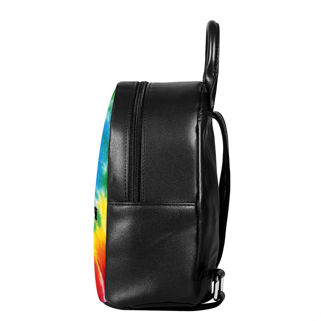 Colorful Tie Dye Print Leather Backpack