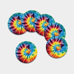 Colorful Tie Dye Print Leather Coaster Set