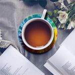 Colorful Tie Dye Print Leather Coaster Set