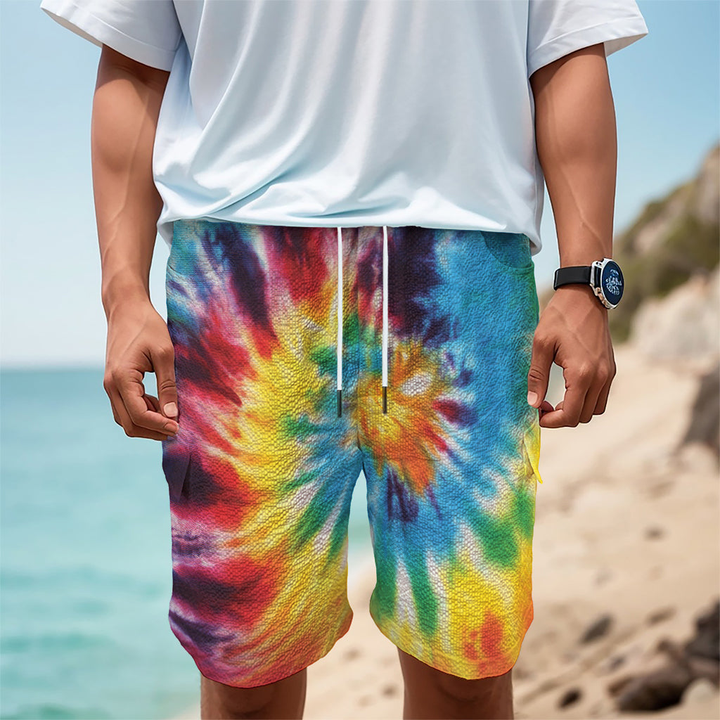 Colorful Tie Dye Print Men's Cargo Shorts