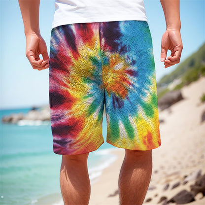 Colorful Tie Dye Print Men's Cargo Shorts