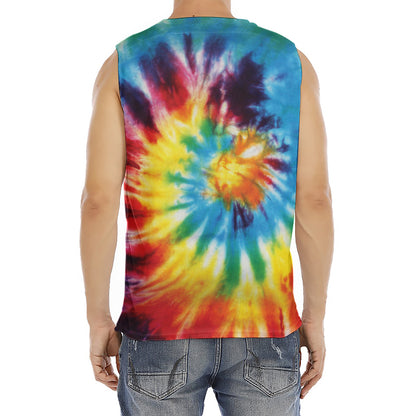 Colorful Tie Dye Print Men's Fitness Tank Top