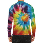 Colorful Tie Dye Print Men's Long Sleeve Rash Guard