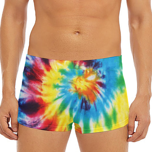 Colorful Tie Dye Print Men's Short Boxer Briefs
