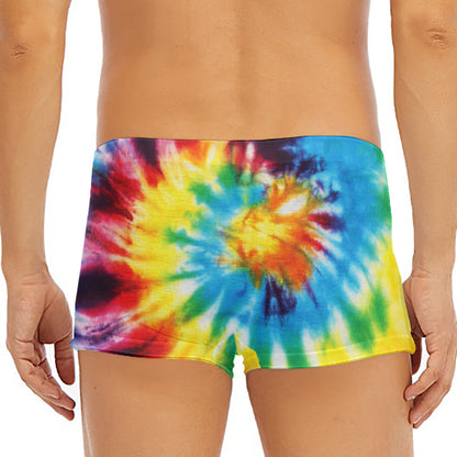 Colorful Tie Dye Print Men's Short Boxer Briefs