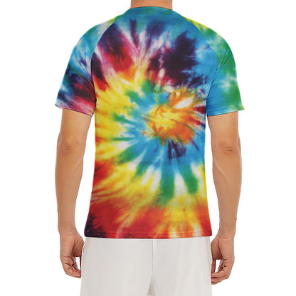 Colorful Tie Dye Print Men's Short Sleeve Rash Guard