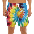 Colorful Tie Dye Print Men's Split Running Shorts