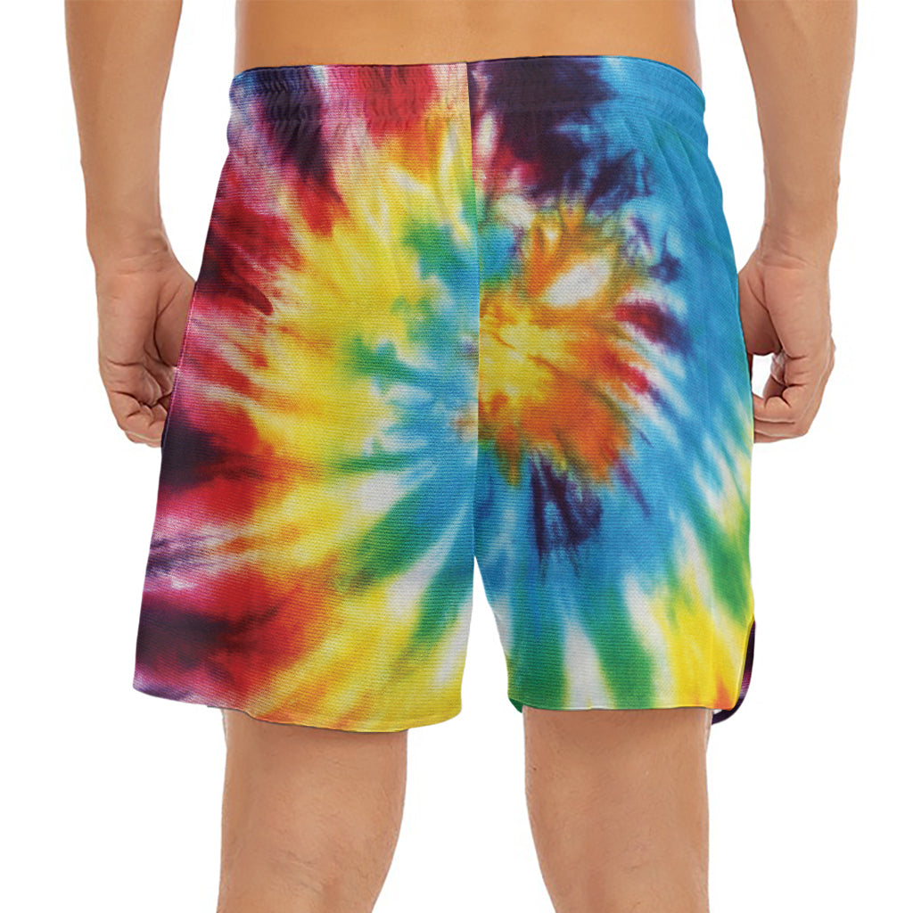 Colorful Tie Dye Print Men's Split Running Shorts