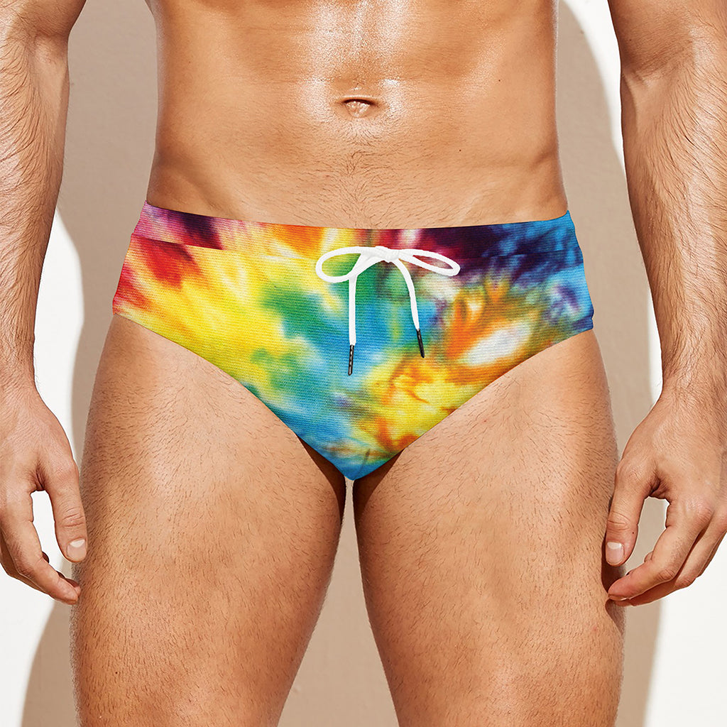 Colorful Tie Dye Print Men's Swim Briefs