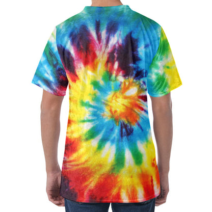 Colorful Tie Dye Print Men's Velvet T-Shirt