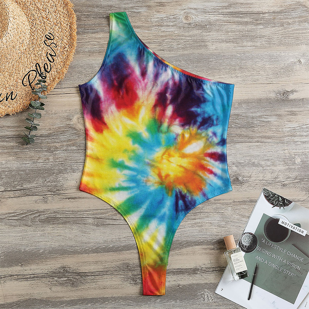 Colorful Tie Dye Print One Shoulder Bodysuit