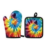 Colorful Tie Dye Print Oven Mitt And Pot Holder Set