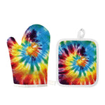 Colorful Tie Dye Print Oven Mitt And Pot Holder Set