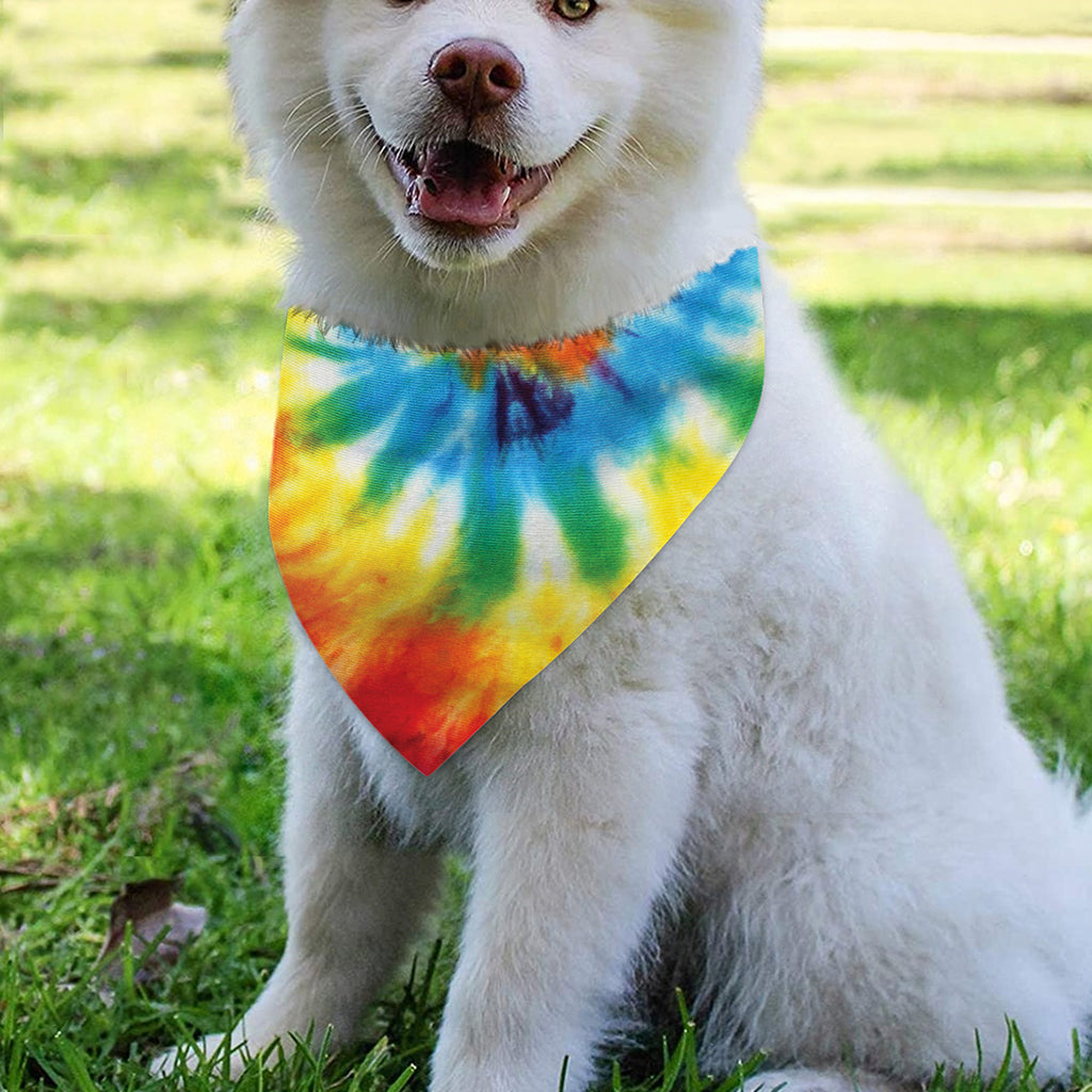 Colorful Tie Dye Print Over The Collar Dog Bandana