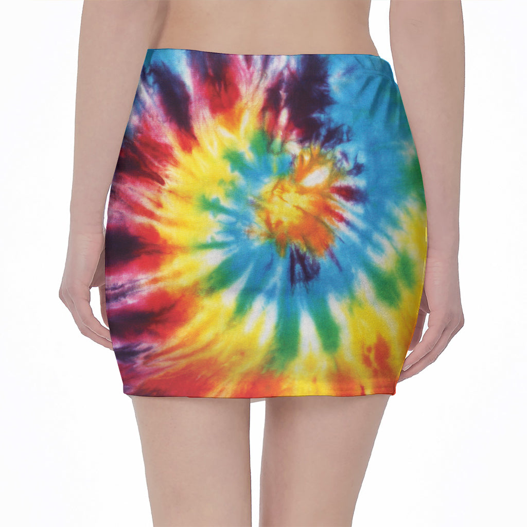 Colorful Tie Dye Print Pencil Mini Skirt
