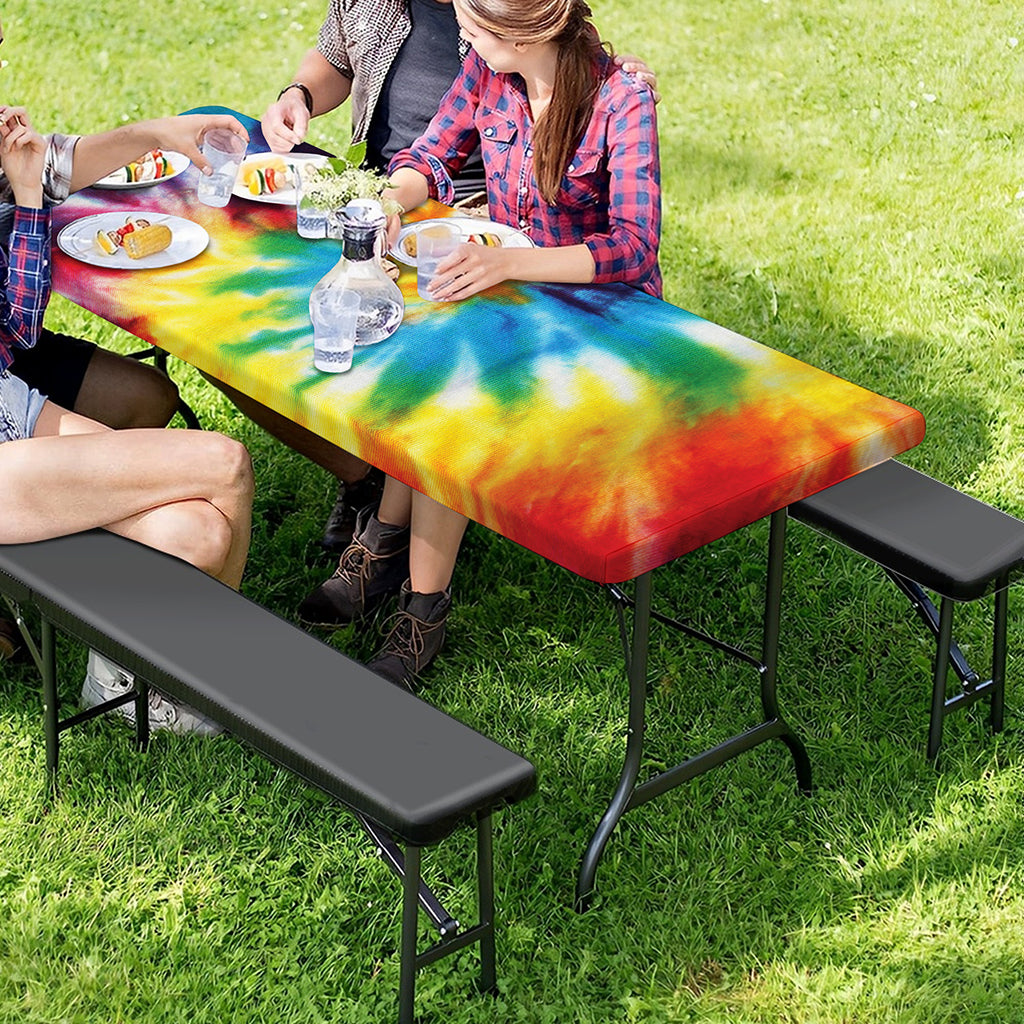 Colorful Tie Dye Print Picnic Table Cover