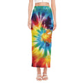 Colorful Tie Dye Print Side Slit Maxi Skirt