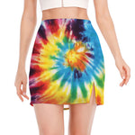 Colorful Tie Dye Print Side Slit Mini Skirt
