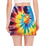 Colorful Tie Dye Print Side Slit Mini Skirt