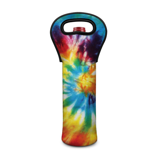 Colorful Tie Dye Print Single Neoprene Wine Tote