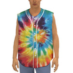 Colorful Tie Dye Print Sleeveless Baseball Jersey