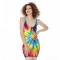 Colorful Tie Dye Print Sleeveless Bodycon Dress