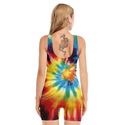 Colorful Tie Dye Print Sleeveless One Piece Swimsuit