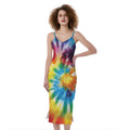 Colorful Tie Dye Print Slim Fit Midi Cami Dress