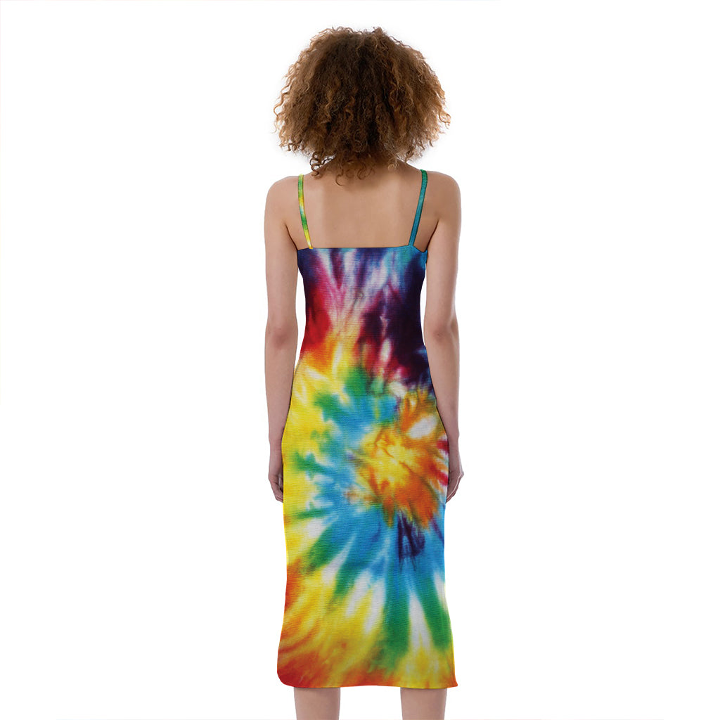 Colorful Tie Dye Print Slim Fit Midi Cami Dress