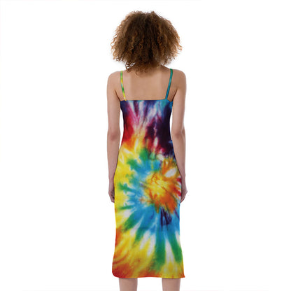 Colorful Tie Dye Print Slim Fit Midi Cami Dress