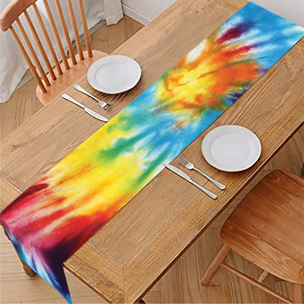 Colorful Tie Dye Print Table Runner