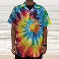 Colorful Tie Dye Print Textured Short Sleeve Shirt
