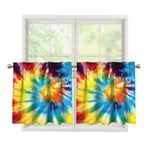 Colorful Tie Dye Print Tier Curtains
