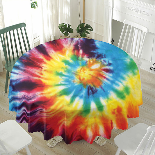 Colorful Tie Dye Print Waterproof Round Tablecloth