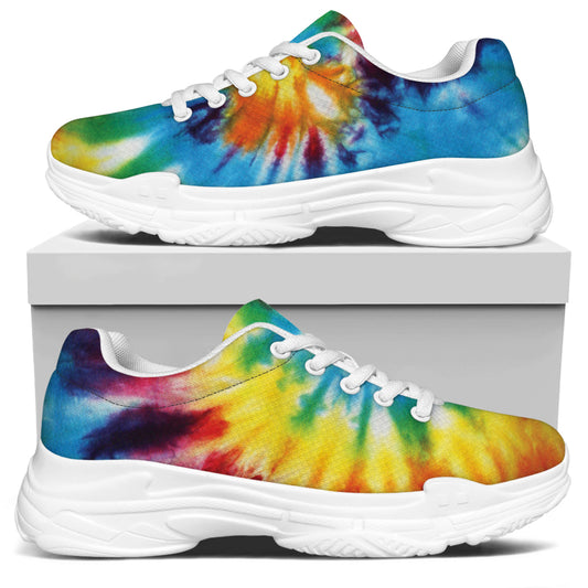 Colorful Tie Dye Print White Chunky Shoes